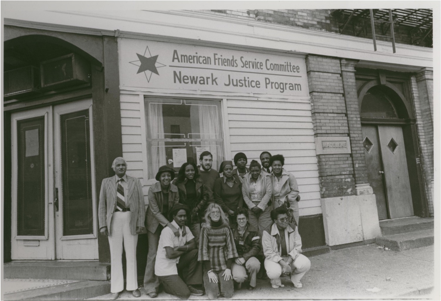 archival photo of Bonnie outside of the Newark justice program in the 70s