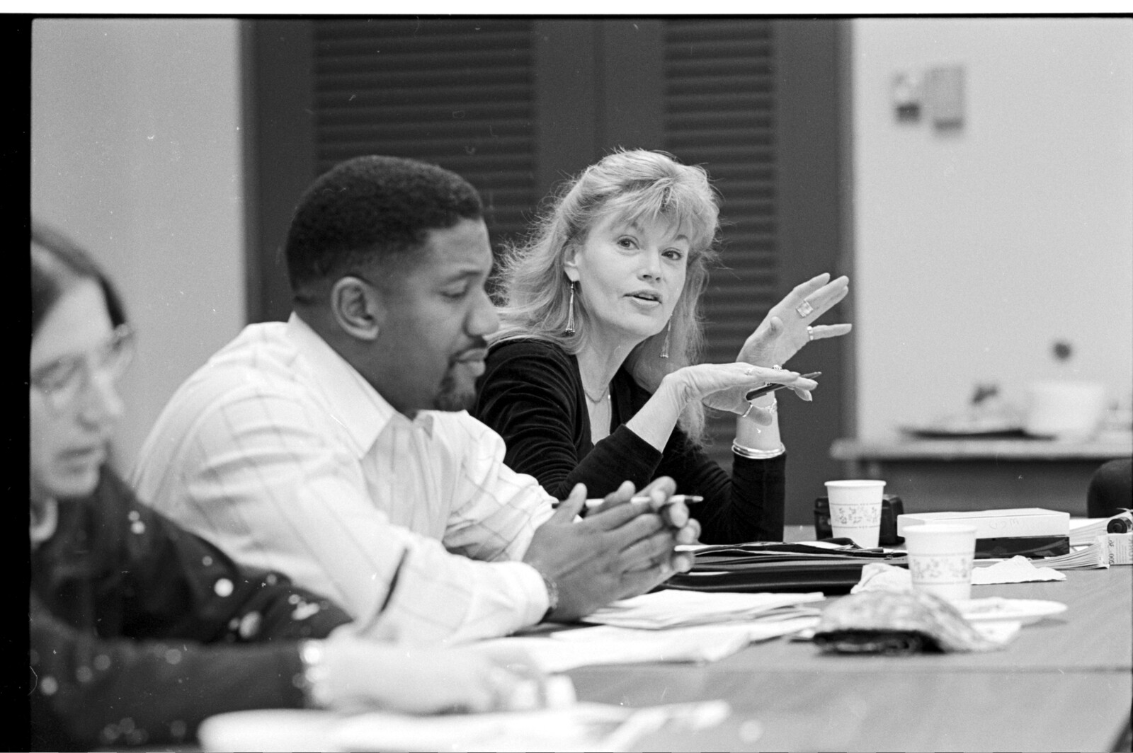 Bonnie celebration, bonnie speaking at a table