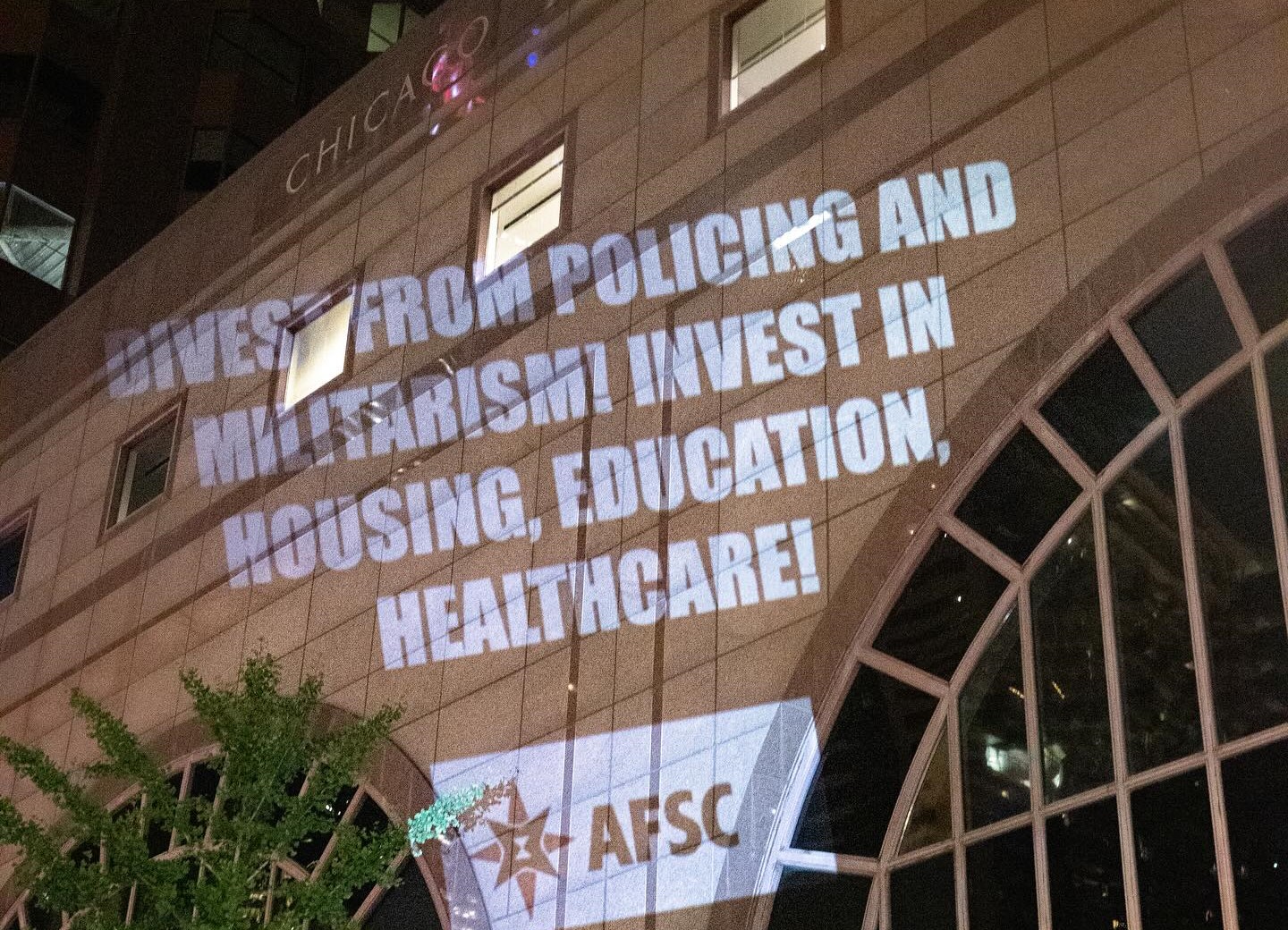 Message on Chicago Stock Exchange during 2024 DNC