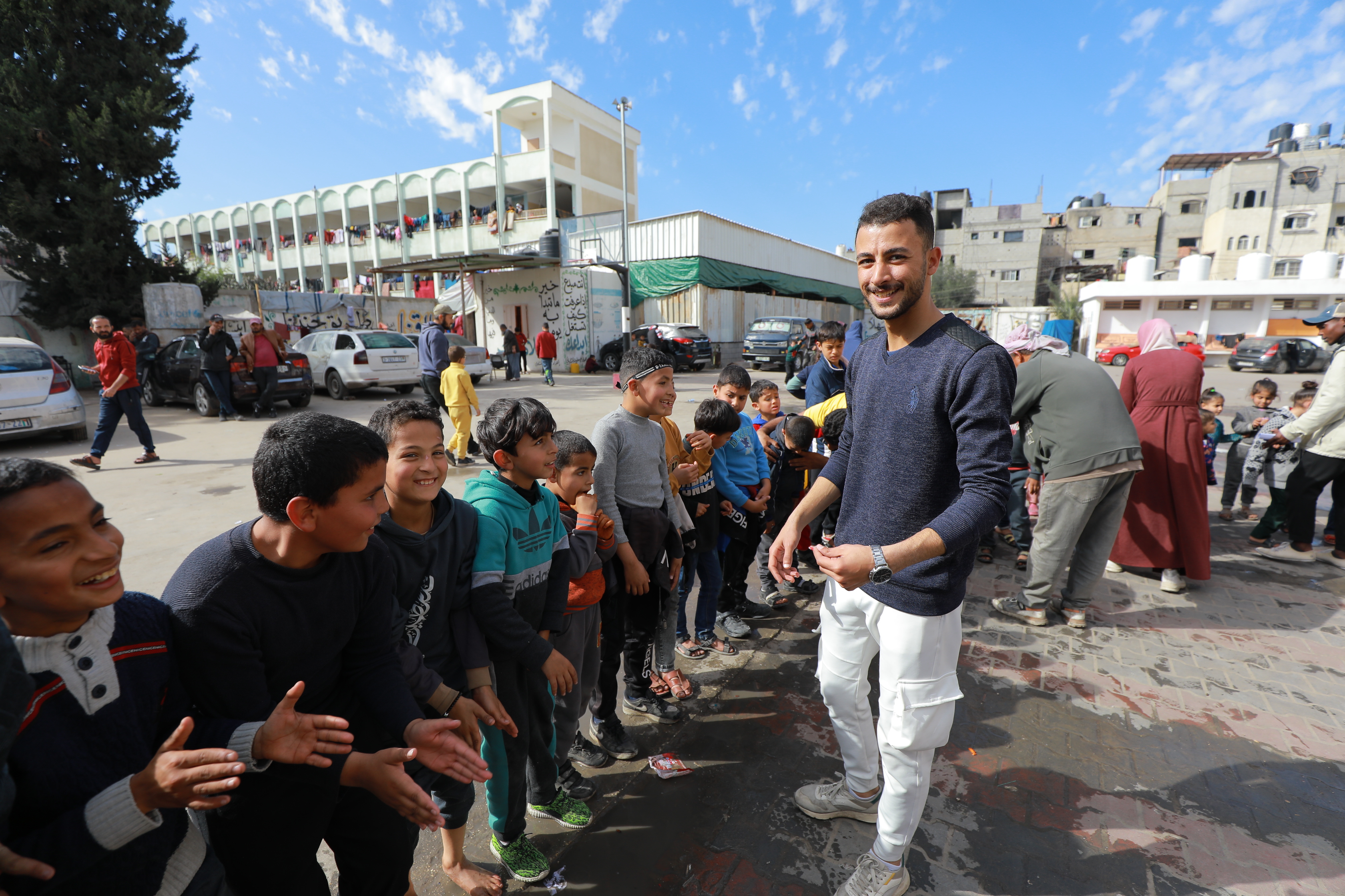 A day of activities for children at a shelter in Rafah