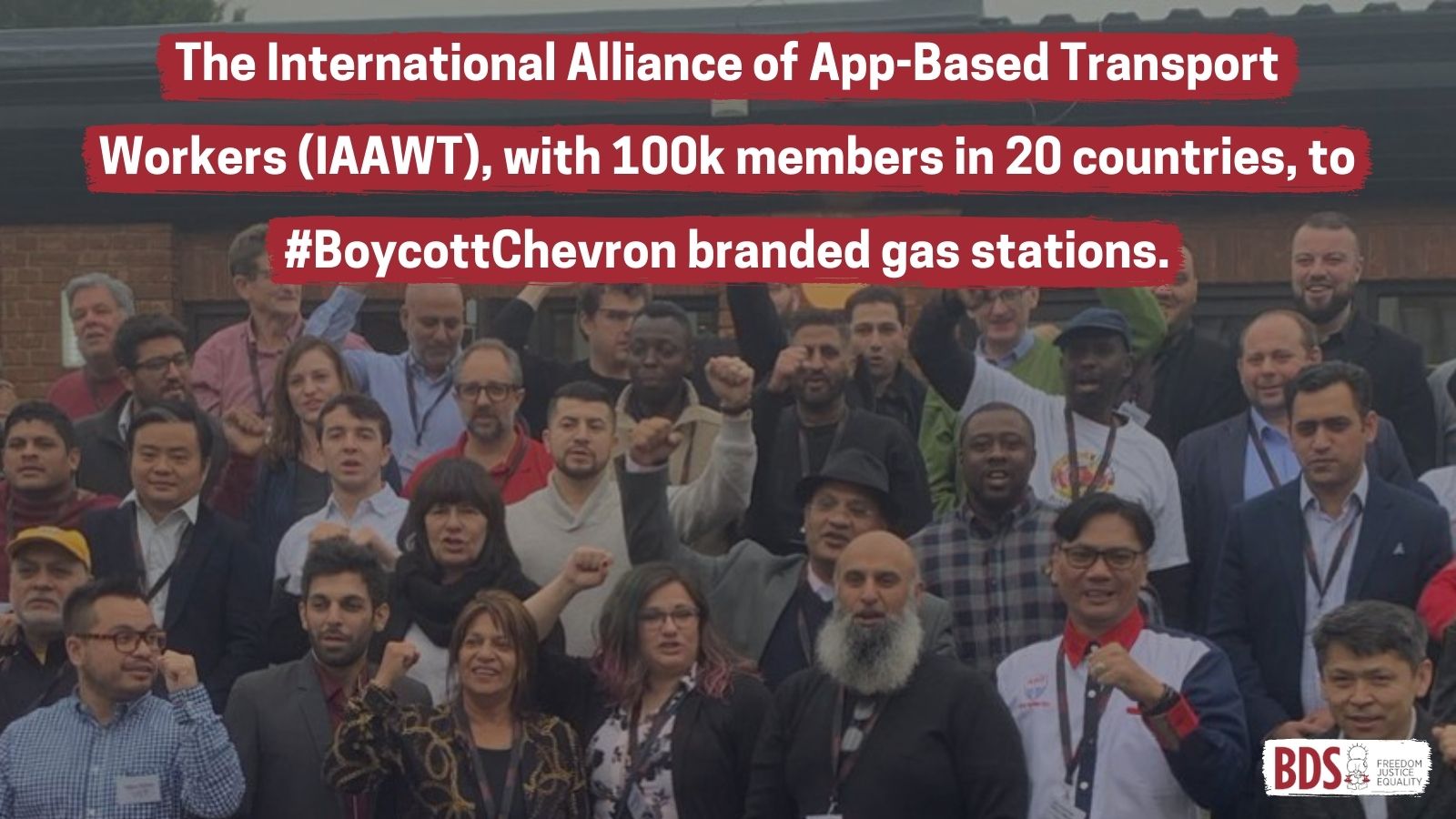 The International Alliance of App-Based Transport Workers announced it would boycott Chevron