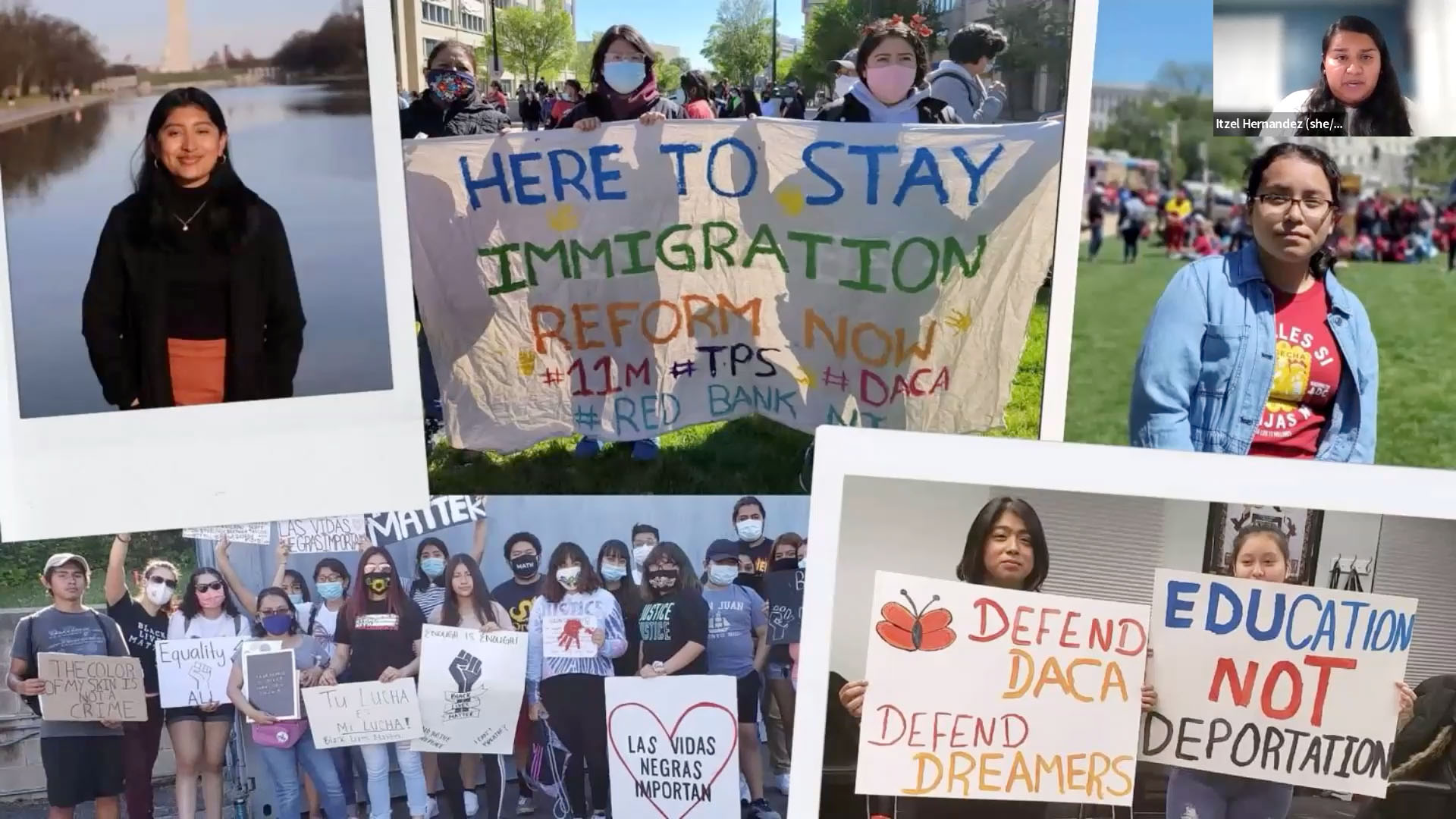 Collage of immigration-themed images in a slideshow