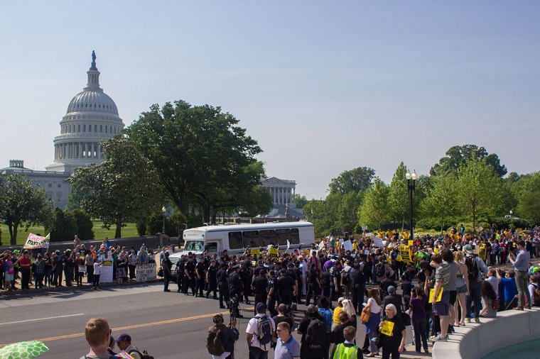 Poor People's Campaign protesters blocking the street on May 14th