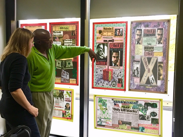 As part of AFSC's Prison Watch Program, Ojore Lutalo (right) educates the public about solitary confinement and other forms of torture in U.S. prisons.