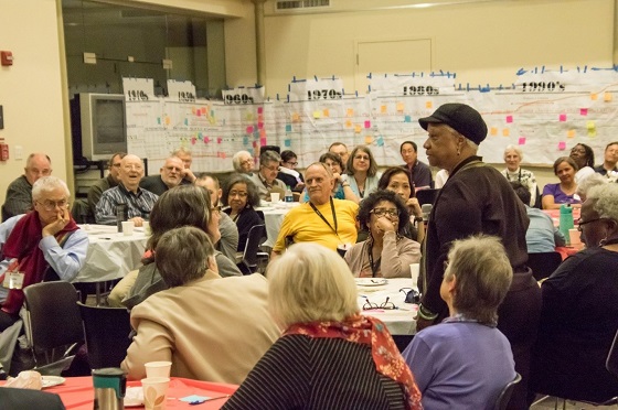 Photo: Carolyne Lamar Jordan shares during the alumni dinner in Philadelphia.